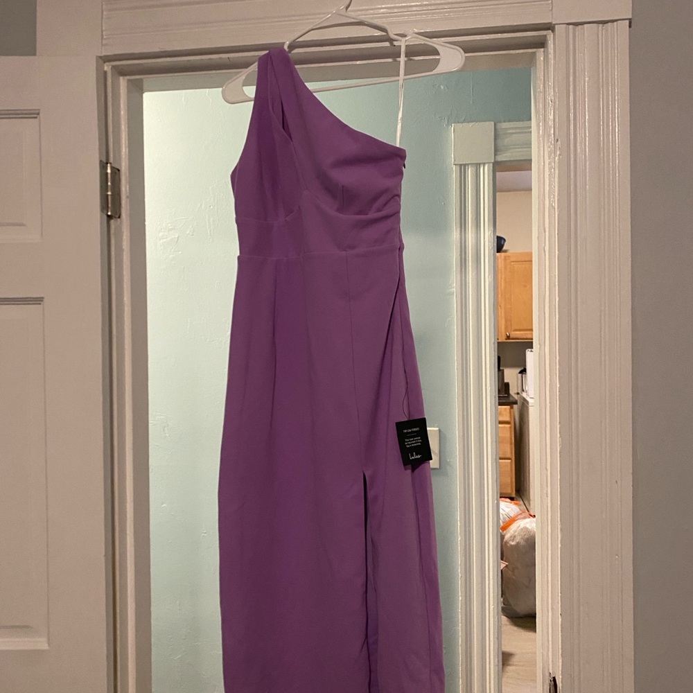 Lulus Glamorous Ways Lavender One-Shoulder Cutout Bodycon Midi Dress